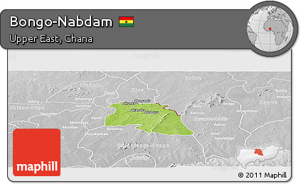 Physical Panoramic Map of Bongo-Nabdam, lighten, desaturated