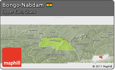 Physical Panoramic Map of Bongo-Nabdam, semi-desaturated