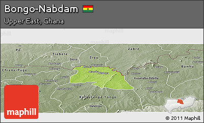 Physical Panoramic Map of Bongo-Nabdam, semi-desaturated