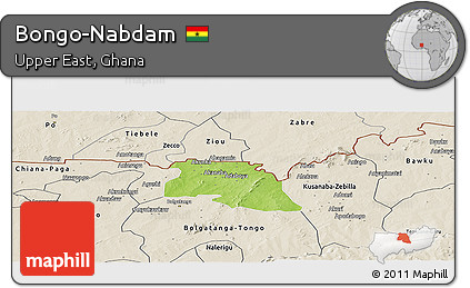 Physical Panoramic Map of Bongo-Nabdam, shaded relief outside