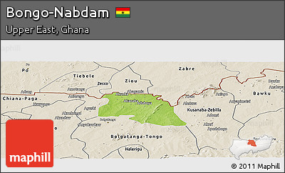 Physical Panoramic Map of Bongo-Nabdam, shaded relief outside