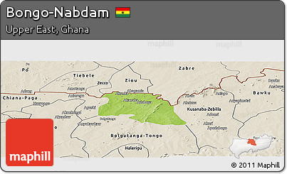 Physical Panoramic Map of Bongo-Nabdam, shaded relief outside