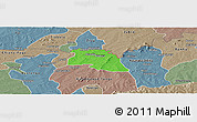Political Panoramic Map of Bongo-Nabdam, semi-desaturated