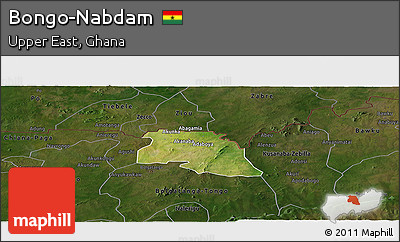 Satellite Panoramic Map of Bongo-Nabdam, darken