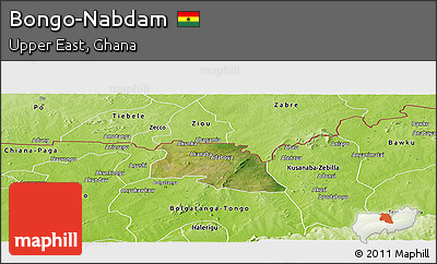 Satellite Panoramic Map of Bongo-Nabdam, physical outside