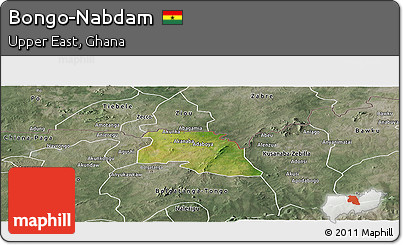 Satellite Panoramic Map of Bongo-Nabdam, semi-desaturated
