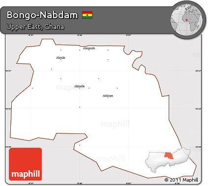 Classic Style Simple Map of Bongo-Nabdam, cropped outside