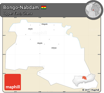 Classic Style Simple Map of Bongo-Nabdam, single color outside