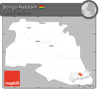 Gray Simple Map of Bongo-Nabdam, single color outside