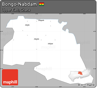Gray Simple Map of Bongo-Nabdam, single color outside