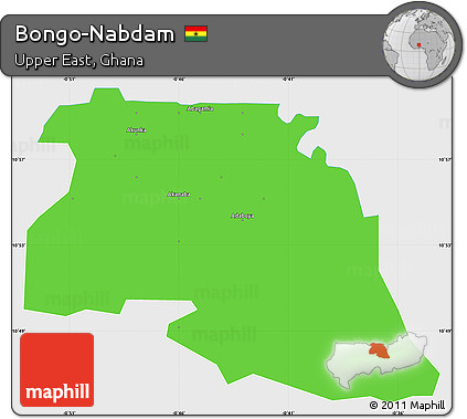 Political Simple Map of Bongo-Nabdam, single color outside