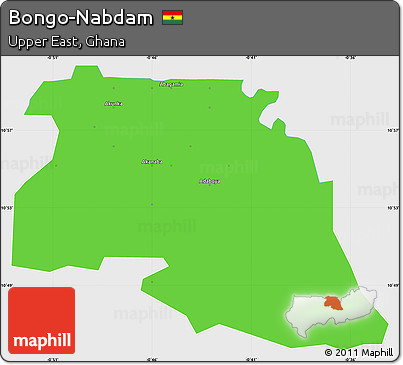 Political Simple Map of Bongo-Nabdam, single color outside
