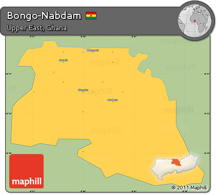 Savanna Style Simple Map of Bongo-Nabdam, single color outside