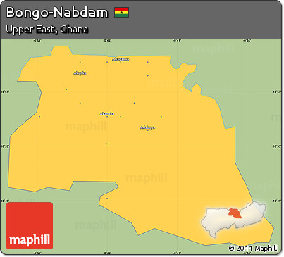 Savanna Style Simple Map of Bongo-Nabdam, single color outside