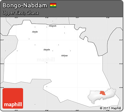 Silver Style Simple Map of Bongo-Nabdam