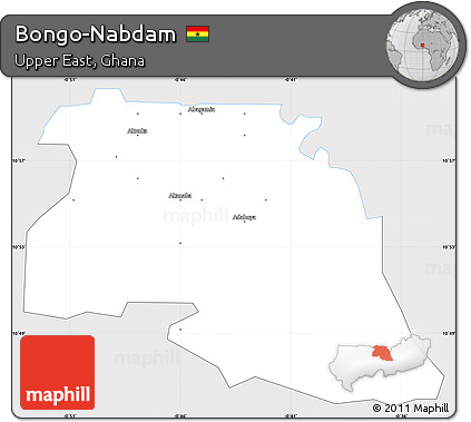 Silver Style Simple Map of Bongo-Nabdam, single color outside