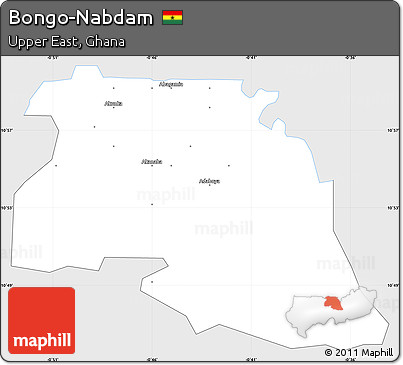 Silver Style Simple Map of Bongo-Nabdam, single color outside