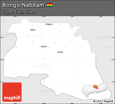 Silver Style Simple Map of Bongo-Nabdam, single color outside