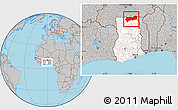 Gray Location Map of Upper East, highlighted country, within the entire country