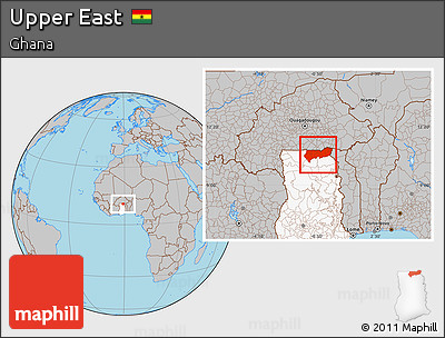 Gray Location Map of Upper East, highlighted country