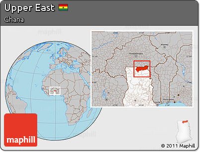 Gray Location Map of Upper East, highlighted country