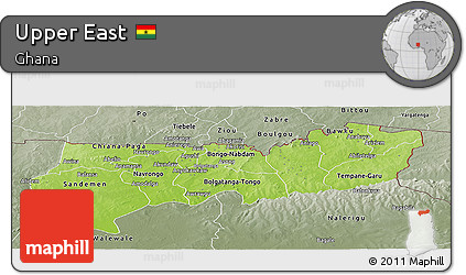 Physical Panoramic Map of Upper East, semi-desaturated