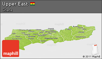 Physical Panoramic Map of Upper East, single color outside