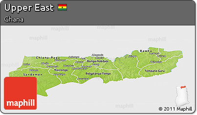 Physical Panoramic Map of Upper East, single color outside