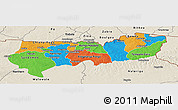 Political Panoramic Map of Upper East, shaded relief outside