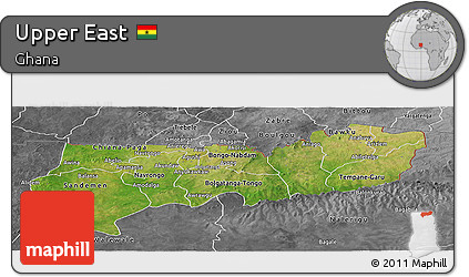 Satellite Panoramic Map of Upper East, desaturated
