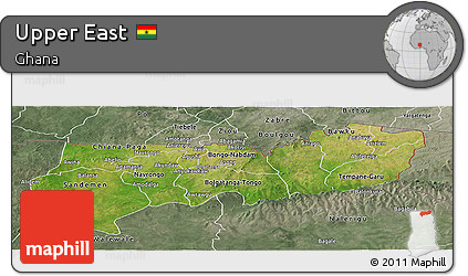 Satellite Panoramic Map of Upper East, semi-desaturated