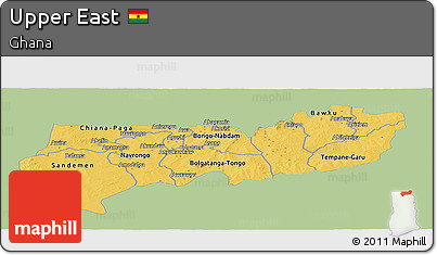 Savanna Style Panoramic Map of Upper East, single color outside