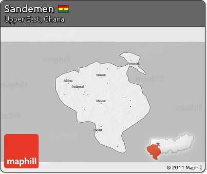 Gray 3D Map of Sandemen, single color outside