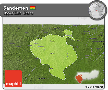 Physical 3D Map of Sandemen, darken