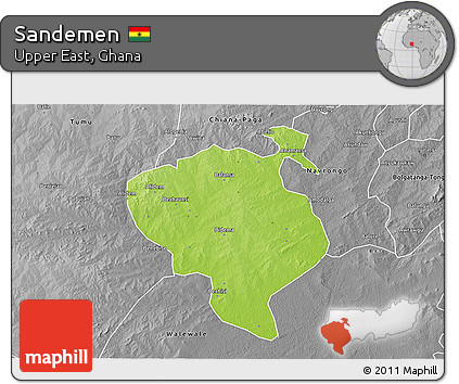 Physical 3D Map of Sandemen, desaturated