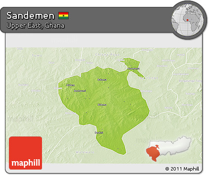 Physical 3D Map of Sandemen, lighten