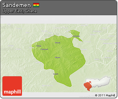 Physical 3D Map of Sandemen, lighten