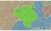 Political 3D Map of Sandemen, semi-desaturated
