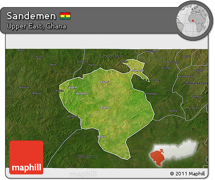 Satellite 3D Map of Sandemen, darken