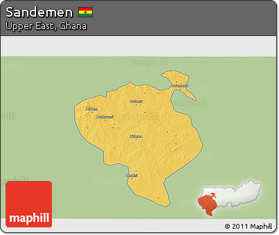 Savanna Style 3D Map of Sandemen, single color outside