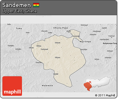 Shaded Relief 3D Map of Sandemen, desaturated