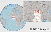 Gray Location Map of Sandemen, highlighted country, hill shading