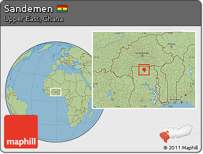 Savanna Style Location Map of Sandemen