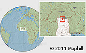Savanna Style Location Map of Sandemen, highlighted country, highlighted parent region, hill shading