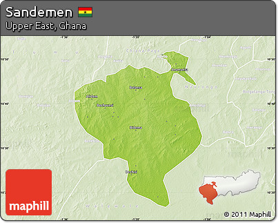 Physical Map of Sandemen, lighten