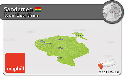 Physical Panoramic Map of Sandemen, cropped outside