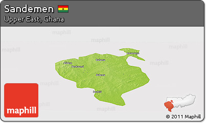 Physical Panoramic Map of Sandemen, cropped outside