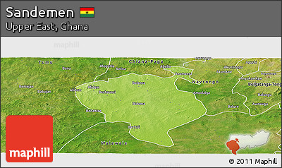 Physical Panoramic Map of Sandemen, satellite outside