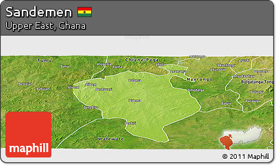 Physical Panoramic Map of Sandemen, satellite outside
