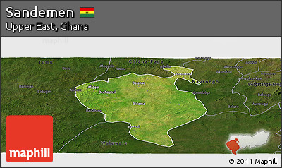 Satellite Panoramic Map of Sandemen, darken
